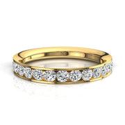 Demi-alliance 17 diamants naturels ronds 0.60 carat or jaune Antonia